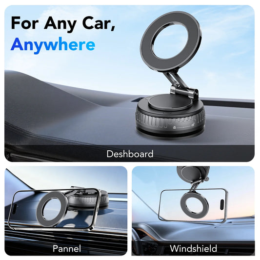 Magnetic Phone Holder for Car, Suction Cup Car Phone Holder for Dashboard and Windshield, 360° Adjustable Car Phone Mount with Strongest N60 Magnets, Compatible for Iphone17-12 Pro Max and Android